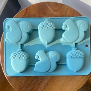 Blue Silicone Squirrel and Acorn Mold